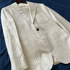 RARE Perfect Summer SuitSupply Suit Supply 40R Ivory Off White Linen 3 Pc Vest !